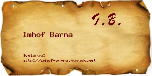 Imhof Barna névjegykártya